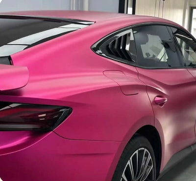 Metallic chrome rose red